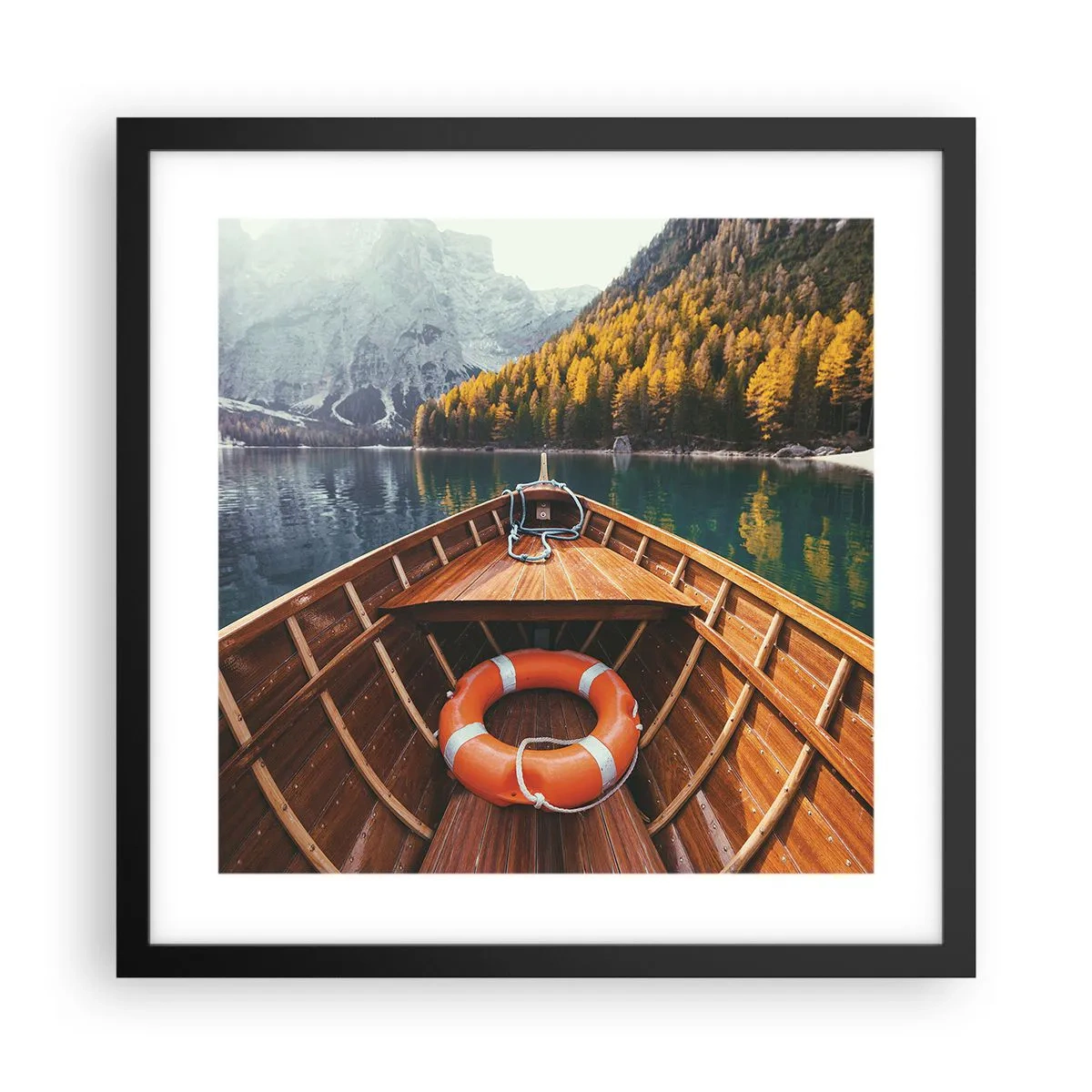 Pôster com moldura preta - Excursão na montanha - 40x40 cm