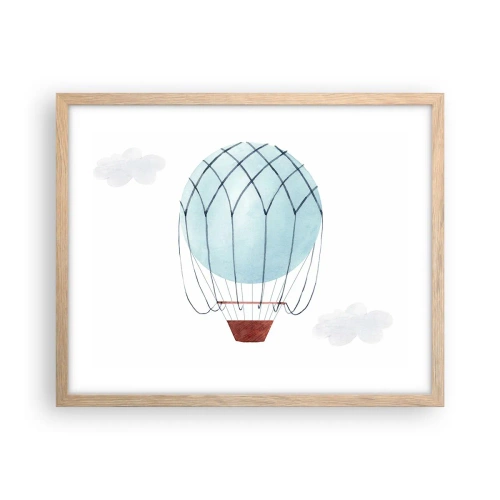 Pôster com moldura de carvalho claro - Tudo nas nuvens - 50x40 cm