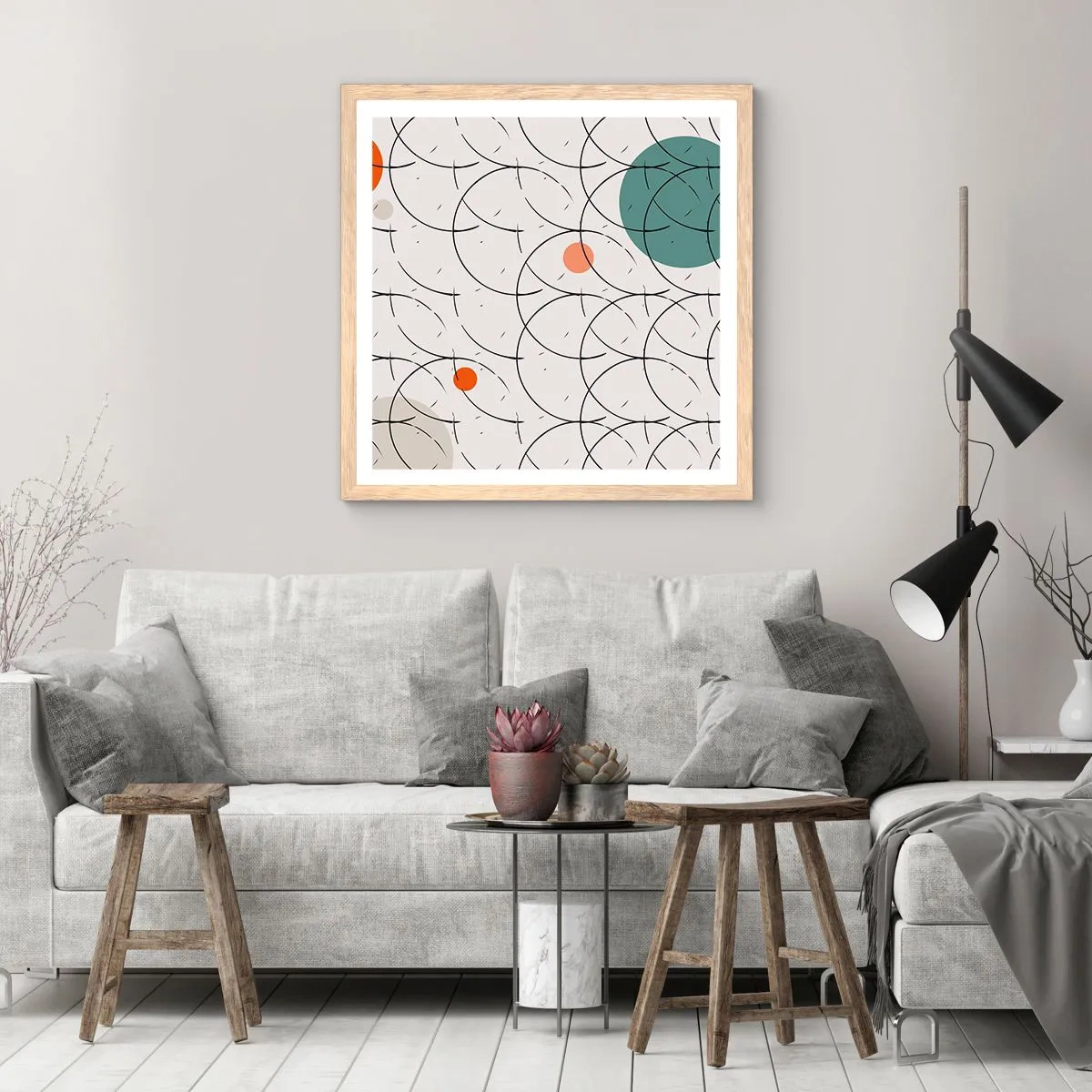 Pôster com moldura de carvalho claro - No espírito da pop art - 60x60 cm