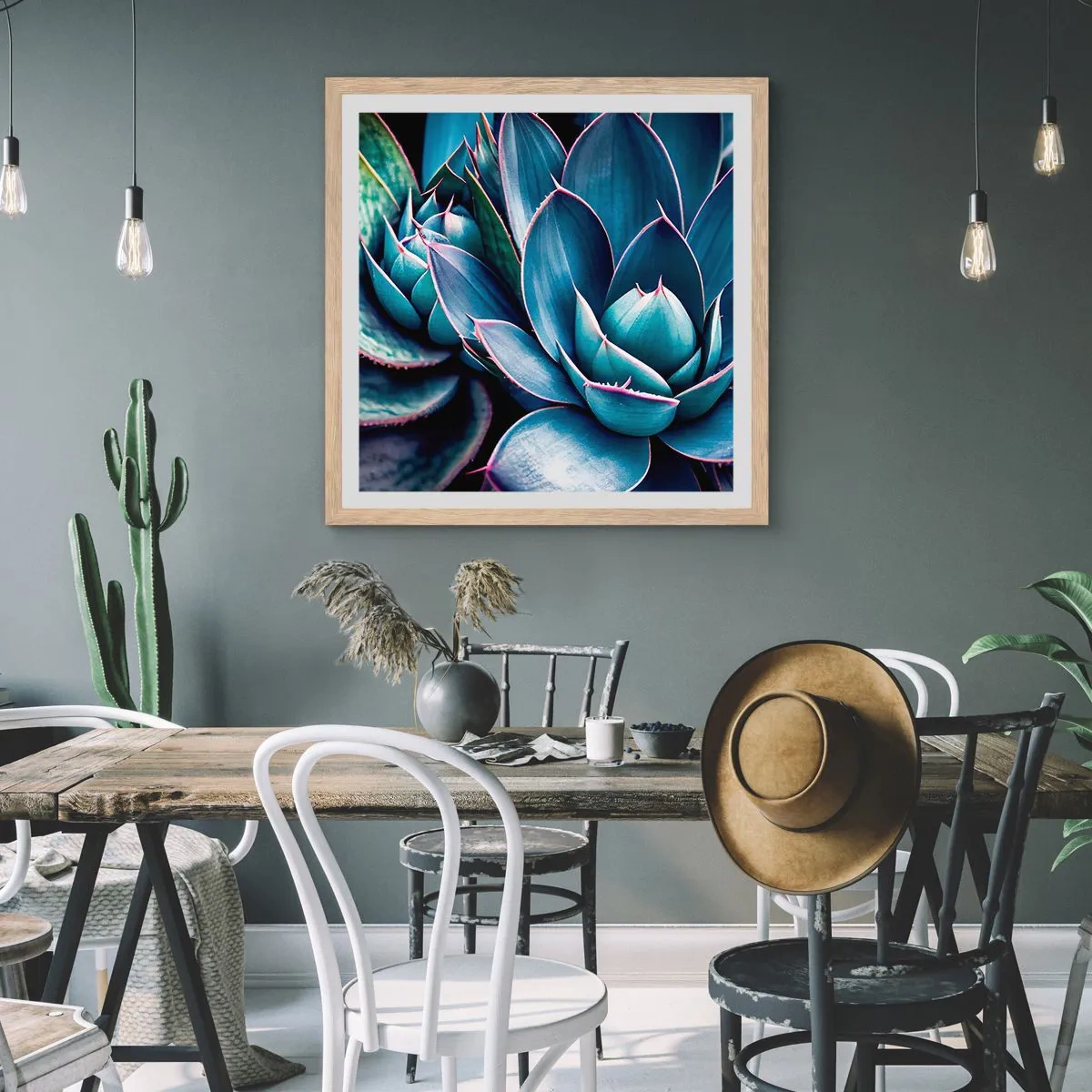 Pôster com moldura de carvalho claro - Força vital - 60x60 cm