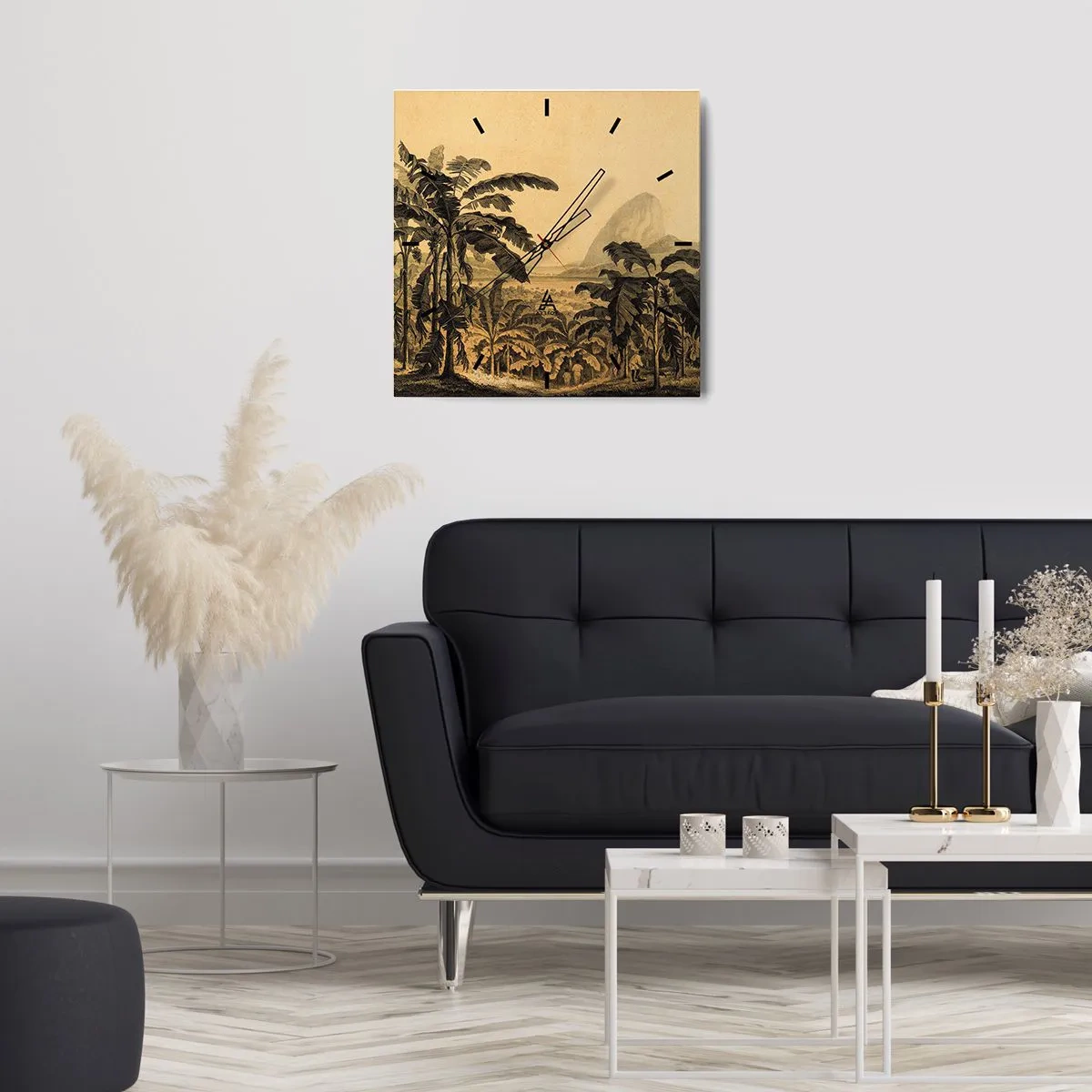 Relógio de parede - Relógio em vidro - num clima colonial - 30x30 cm