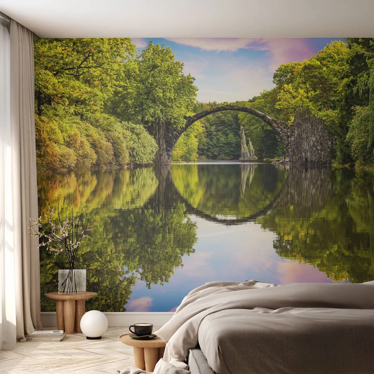 Papel de Parede Premium Sand - Na junção de dois mundos - Paisagem, Rio, Ponte - 100x70 cm