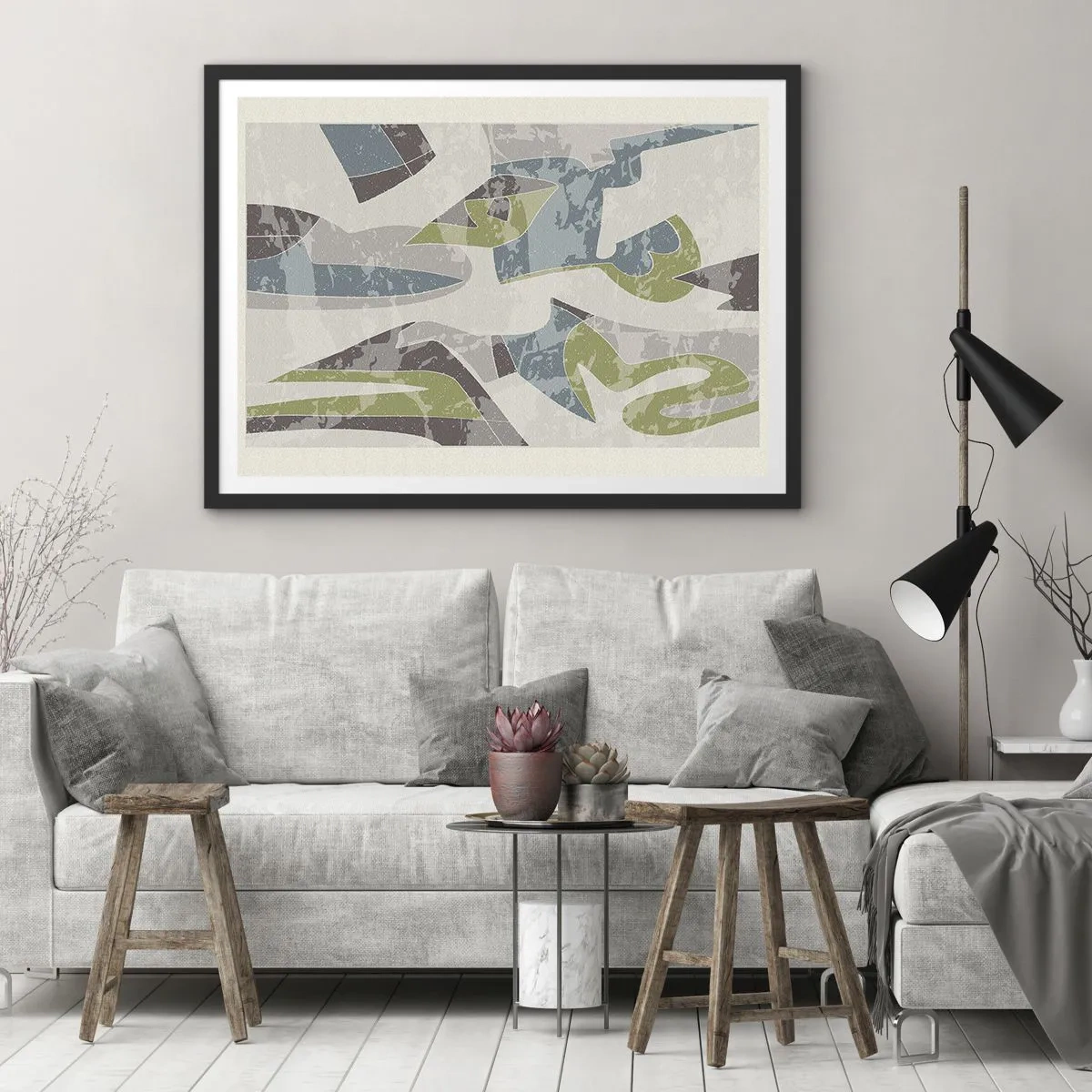 Pôster com moldura preta - Composição atrás do vidro - 91x61 cm