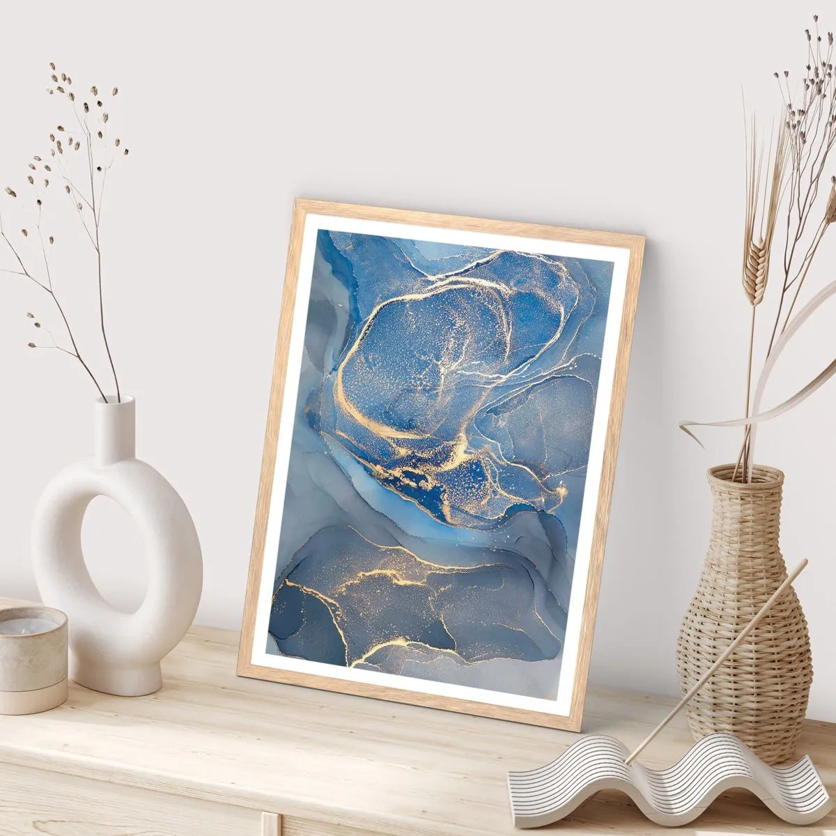 Pôster com moldura de carvalho claro - Pó dourado - 61x91 cm