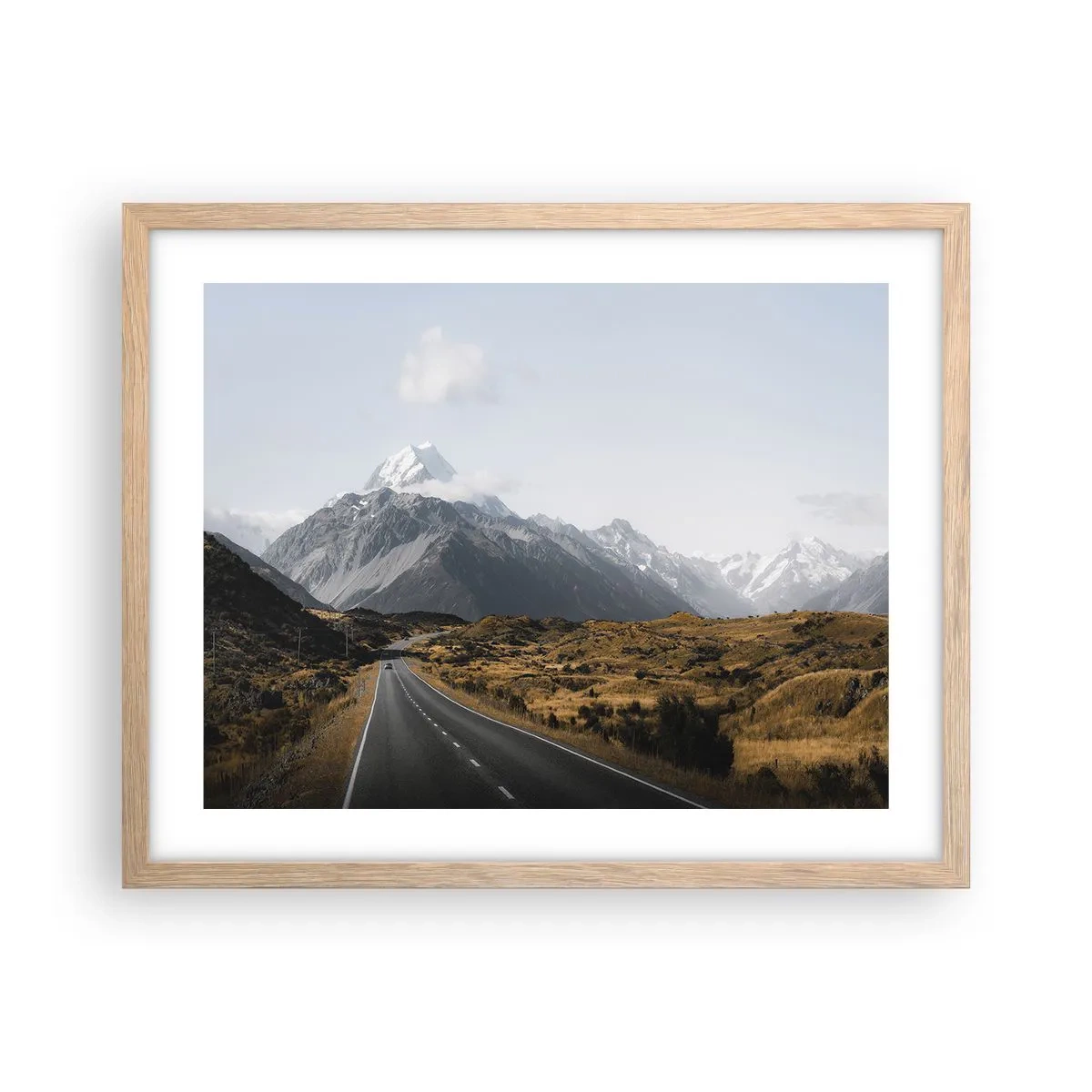Pôster com moldura de carvalho claro - O caminho para o coração das montanhas - 50x40 cm