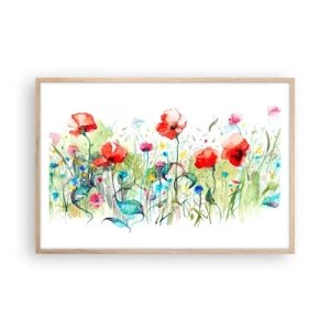 Pôster com moldura de carvalho claro - Prado florido de maio - 91x61 cm