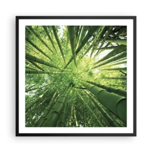 Pôster com moldura preta - Em um bosque de bambu - 60x60 cm
