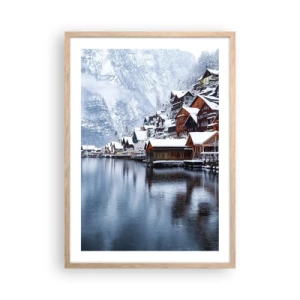 Pôster com moldura de carvalho claro - Na decoração de inverno - 50x70 cm