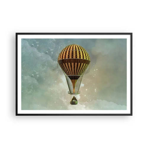 Pôster com moldura preta - Voos pioneiros - 100x70 cm