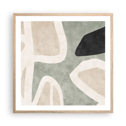 Pôster com moldura de carvalho claro - Composição com motivo preto - 60x60 cm