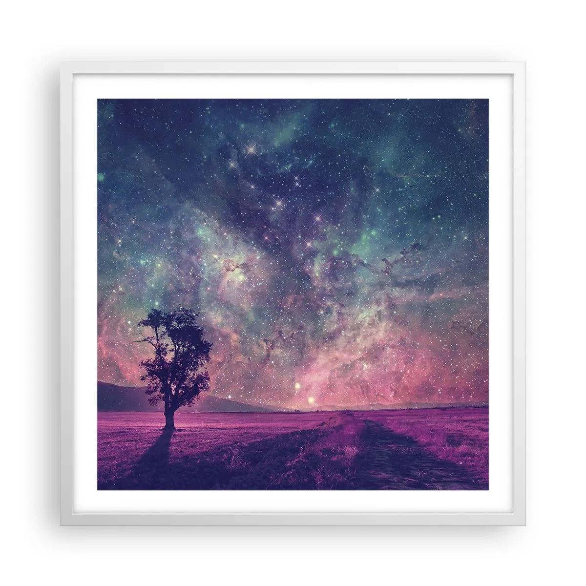 Pôster em moldura branca - Sob o céu mágico - 60x60 cm