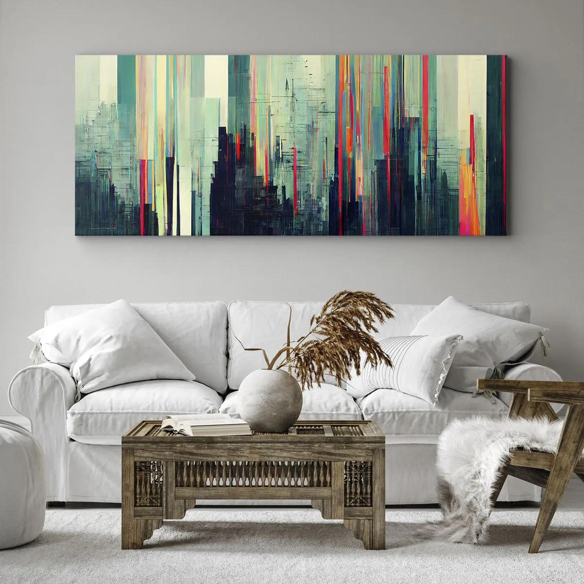 Quadro em tela - Cidade futurista - 100x40 cm
