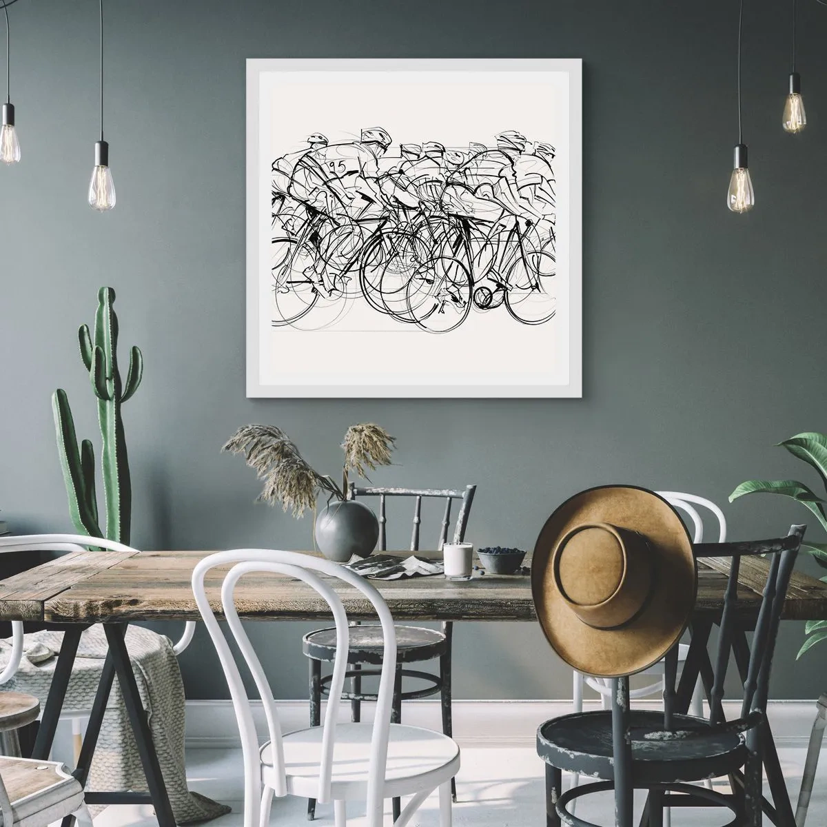 Pôster em moldura branca - Juntos como uma equipa - 60x60 cm