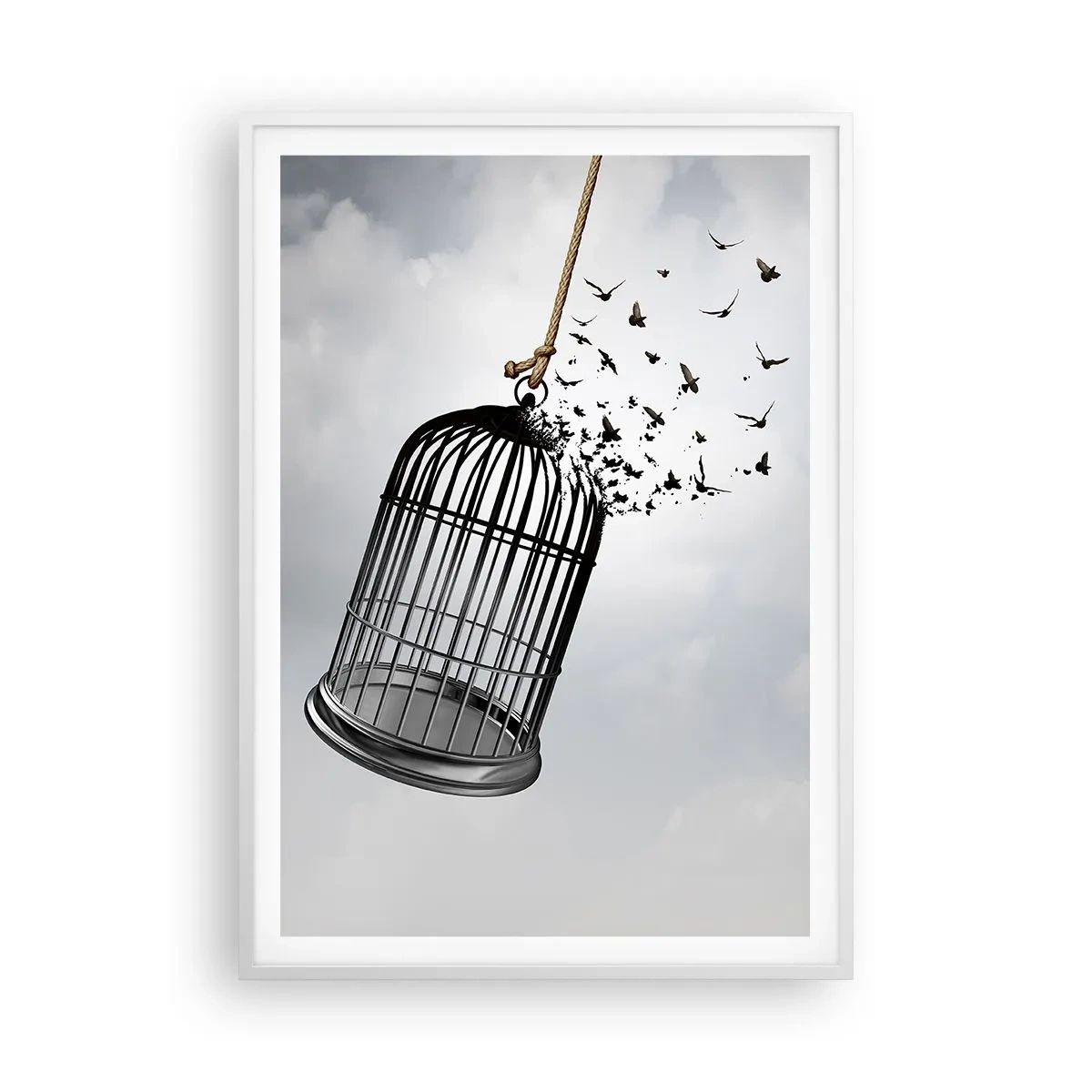 Pôster em moldura branca - Fé... Esperança... Liberdade! - 70x100 cm