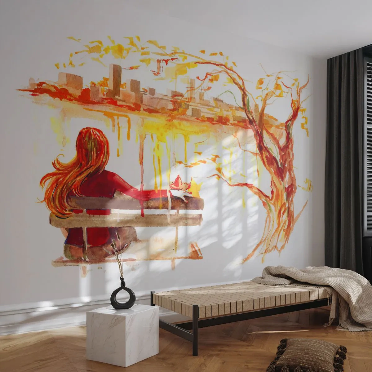 Papel de Parede Premium Sand - Um momento de reflexão - Paisagem, Cidade, Arquitetura - 100x70 cm