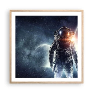 Pôster com moldura de carvalho claro - Aventura espacial - 60x60 cm