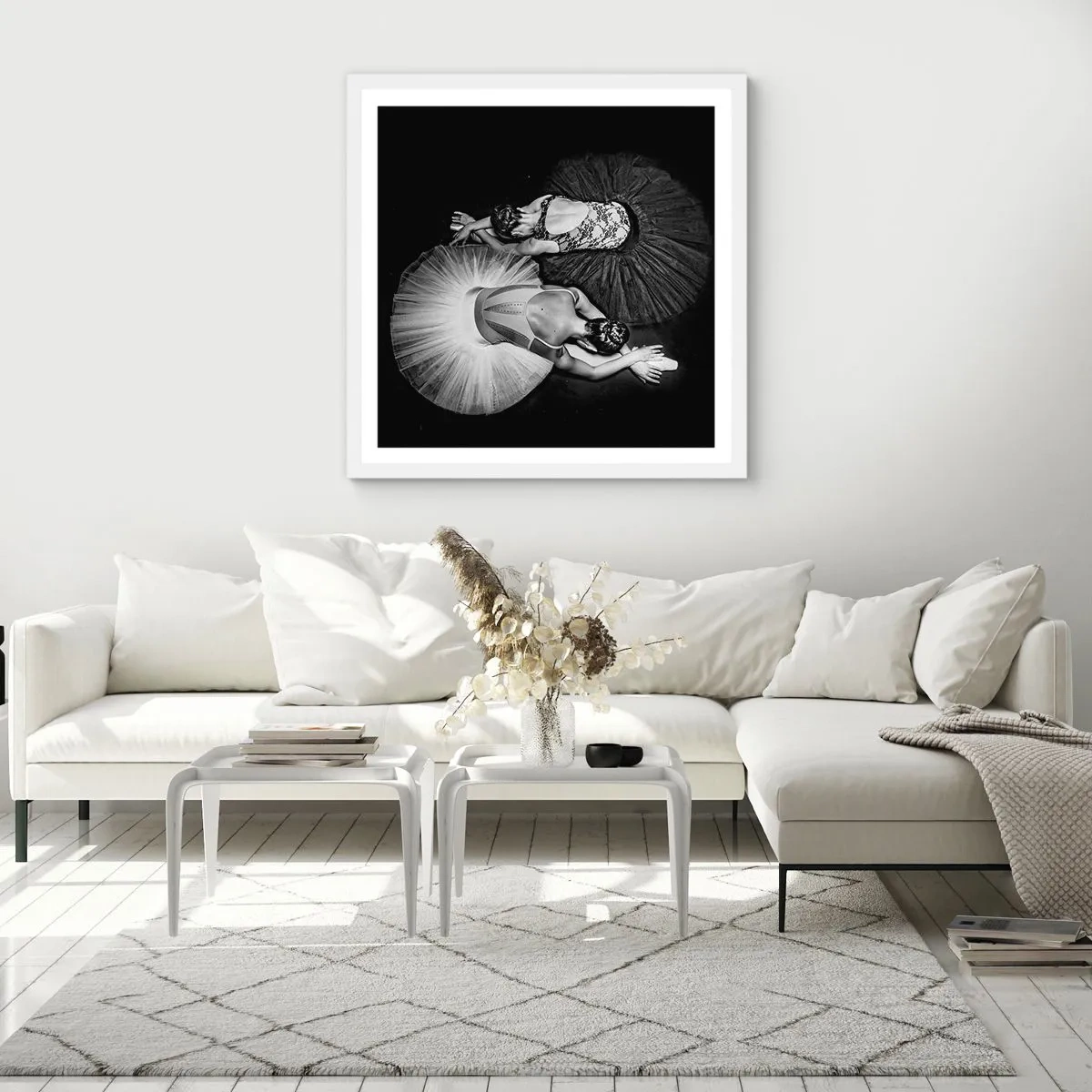 Pôster em moldura branca - Jin e yang – o equilíbrio perfeito - 40x40 cm