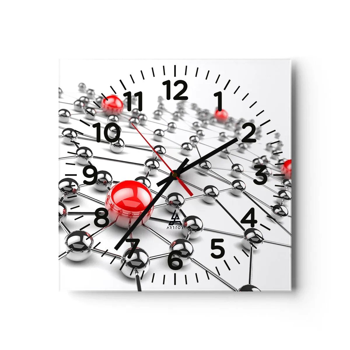 Relógio de parede - Relógio em vidro - Rede de Prata - 30x30 cm
