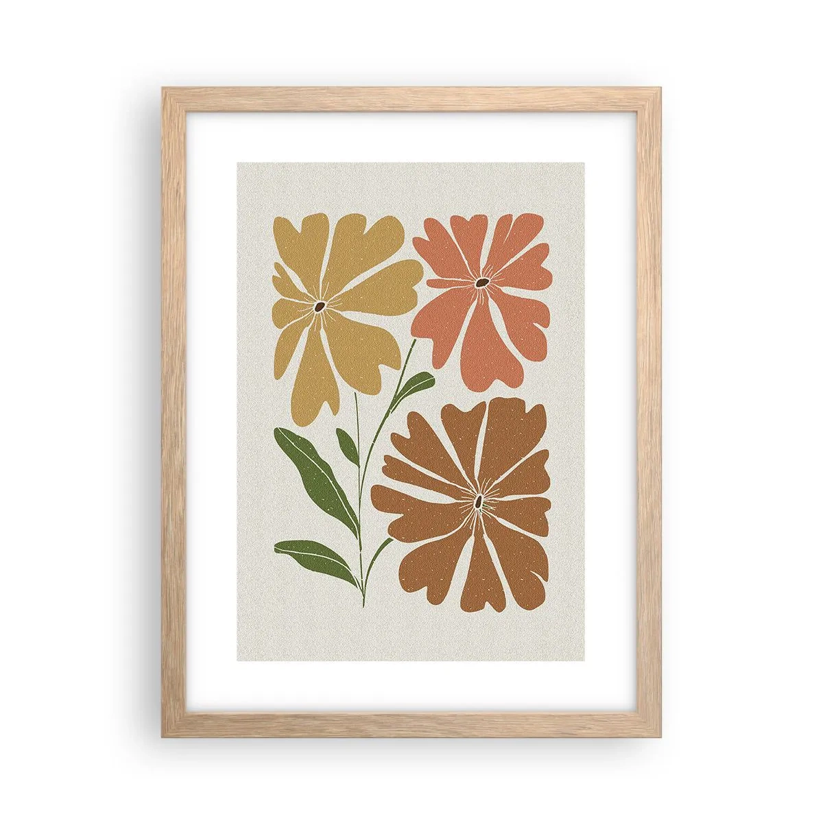 Pôster com moldura de carvalho claro - Natureza e geometria - 30x40 cm