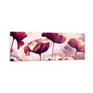 Quadro em vidro - Pétala vermelha e branca - 90x30 cm