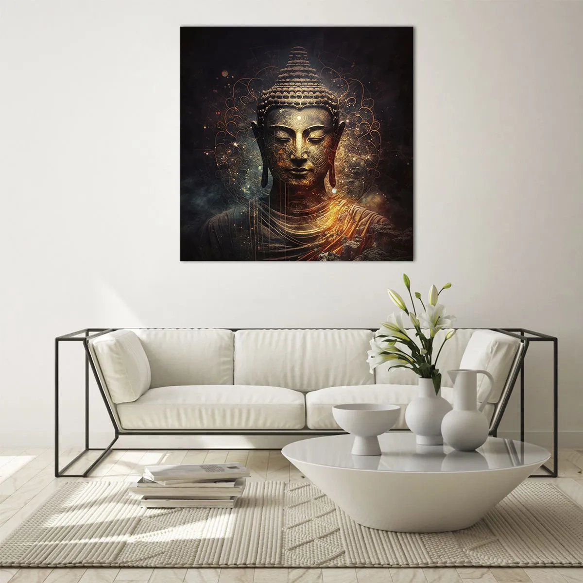 Quadro em vidro - Equilíbrio espiritual - 40x40 cm