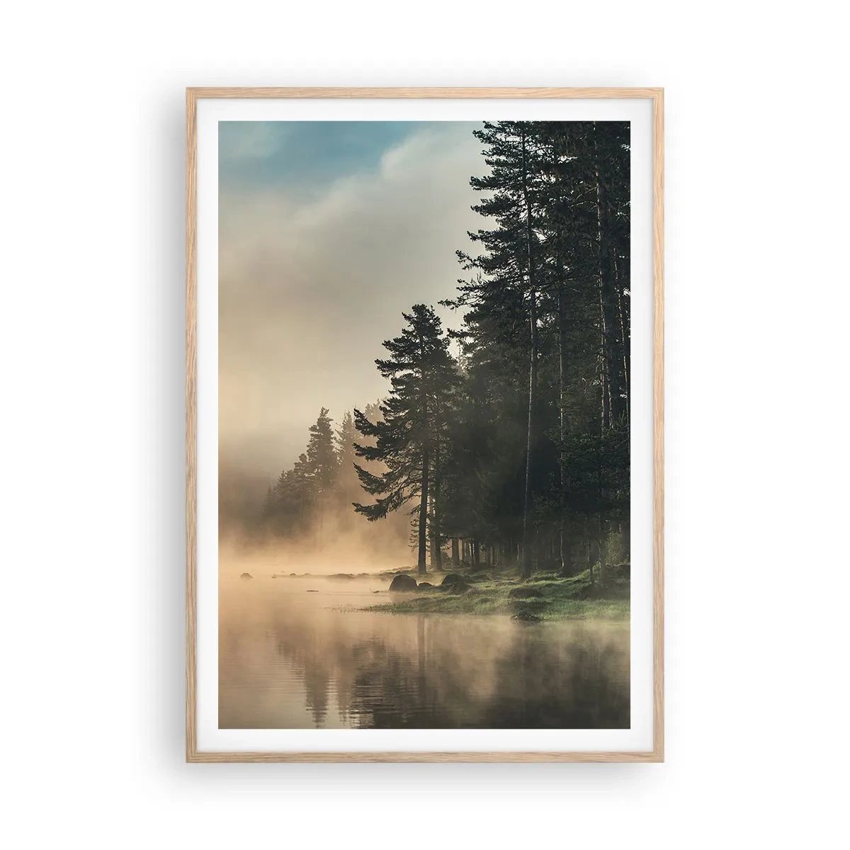 Pôster com moldura de carvalho claro - O nascimento do dia - 70x100 cm