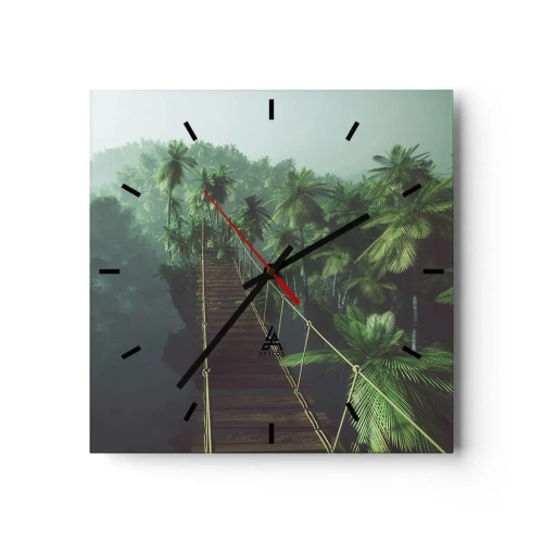 Relógio de parede - Relógio em vidro - Sobre o verde fervente - 30x30 cm