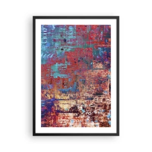 Pôster com moldura preta - Abstração colorida com tons intensos de vermelho e azul - 50x70cm - Memória e esquecimento - Decoração de parede moderna para a sala de estar e quarto ARTTOR