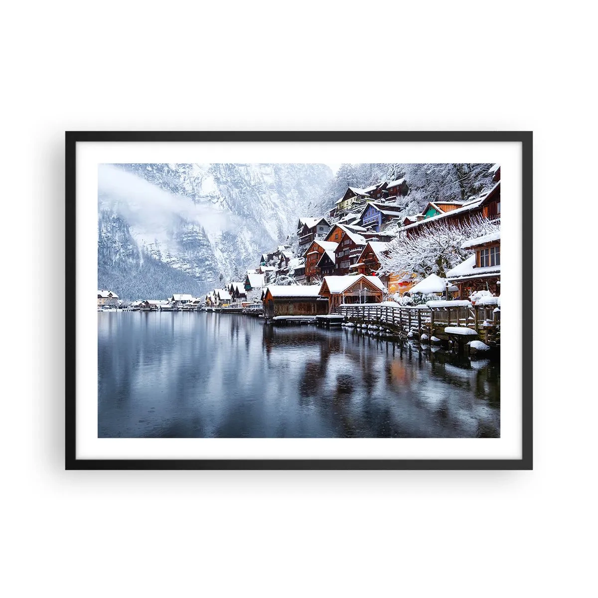 Pôster com moldura preta - Na decoração de inverno - 70x50 cm