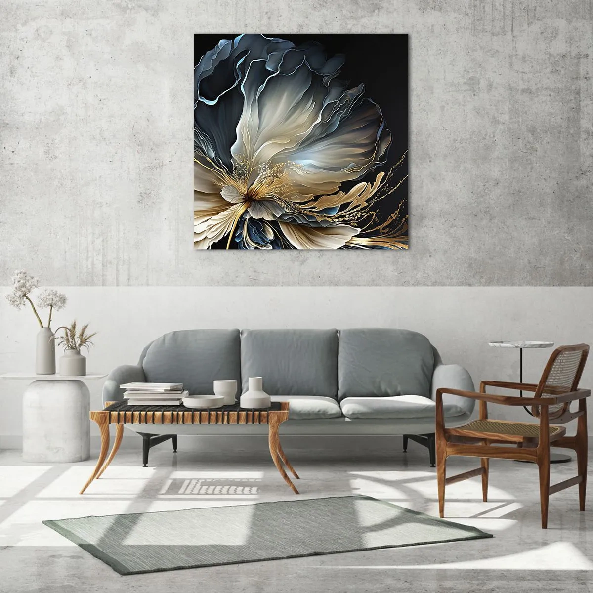 Quadro em vidro - Flor de samambaia de conto de fadas - 40x40 cm