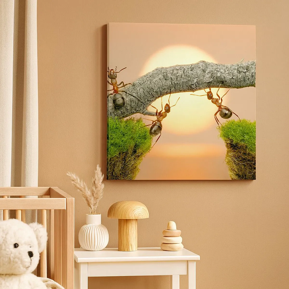 Quadro em tela - Trabalho alegre e colaborativo - 30x30 cm