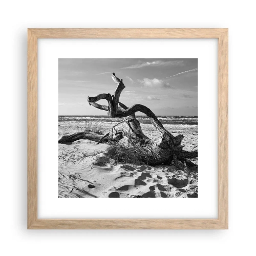 Pôster com moldura de carvalho claro - Escultura do mar - 30x30 cm