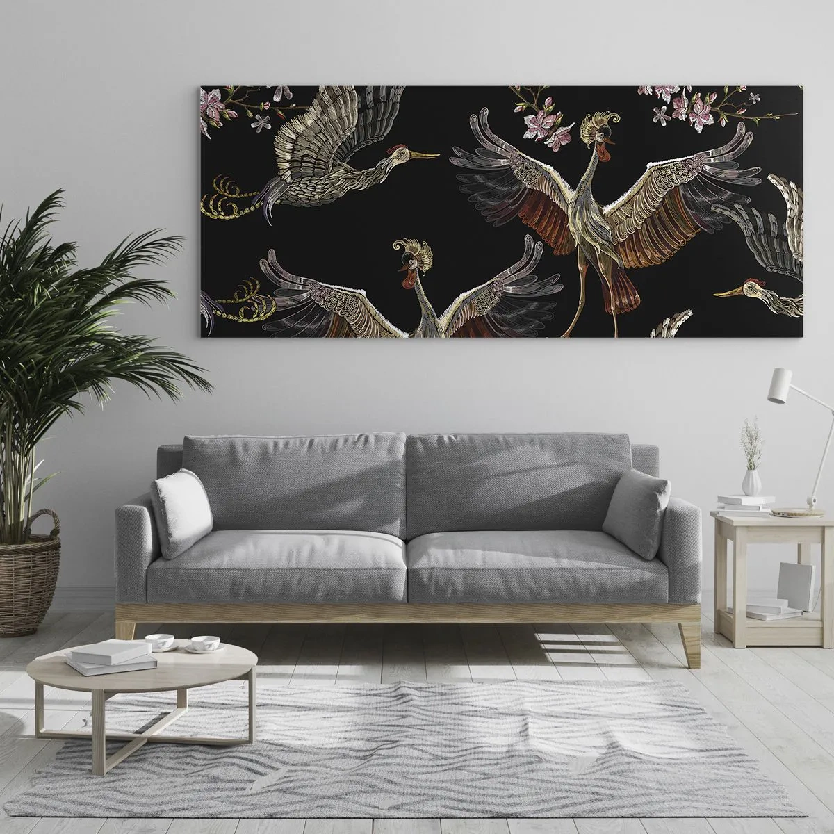 Quadro em vidro - O pássaro de conto de fadas - 100x40 cm