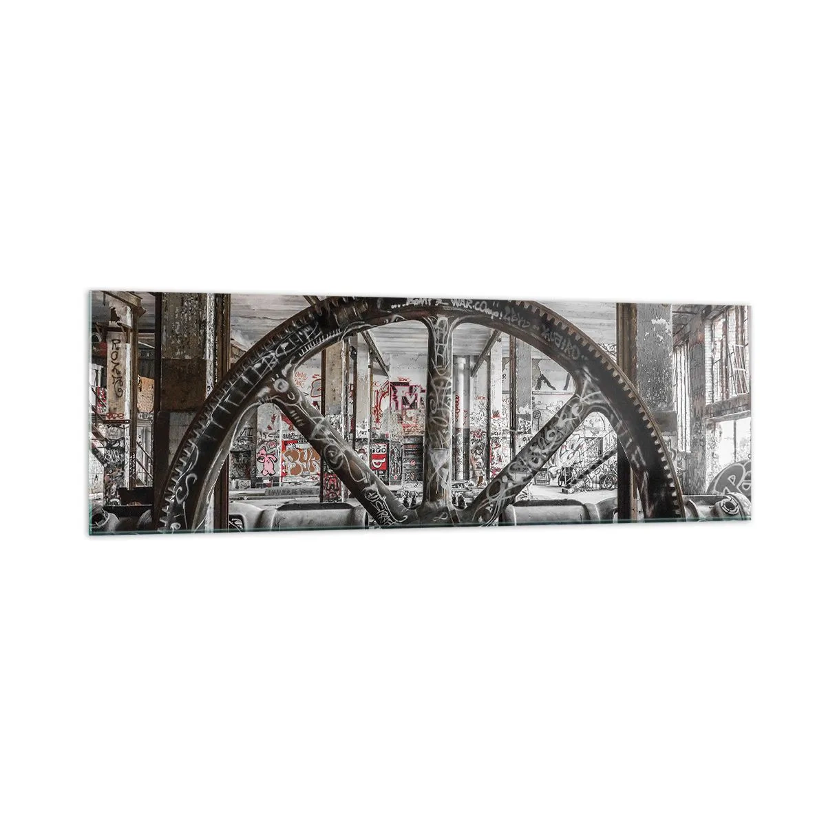 Quadro em vidro - A vida secreta da fábrica - 160x50 cm