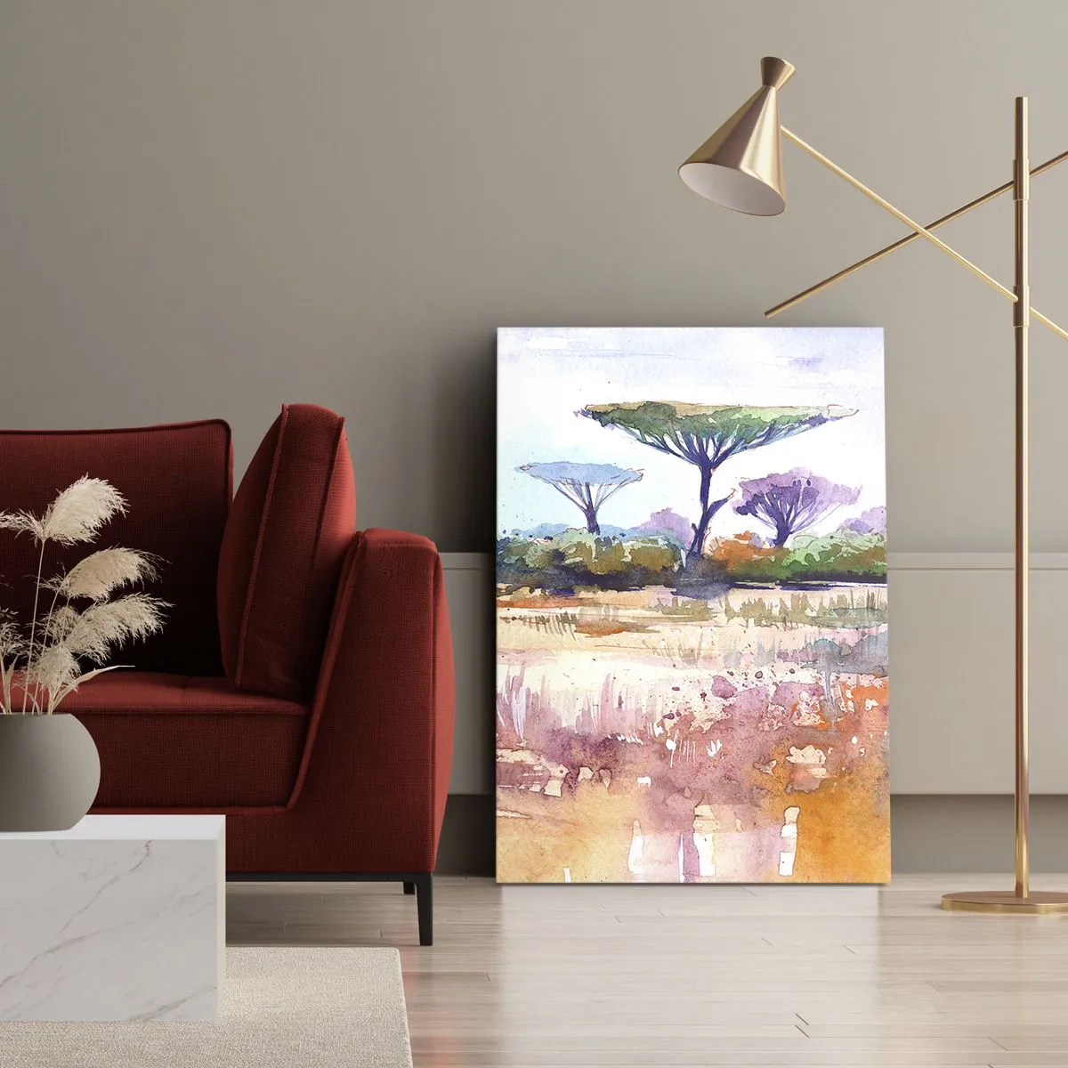 Quadro em tela - Cores da savana - 55x100 cm