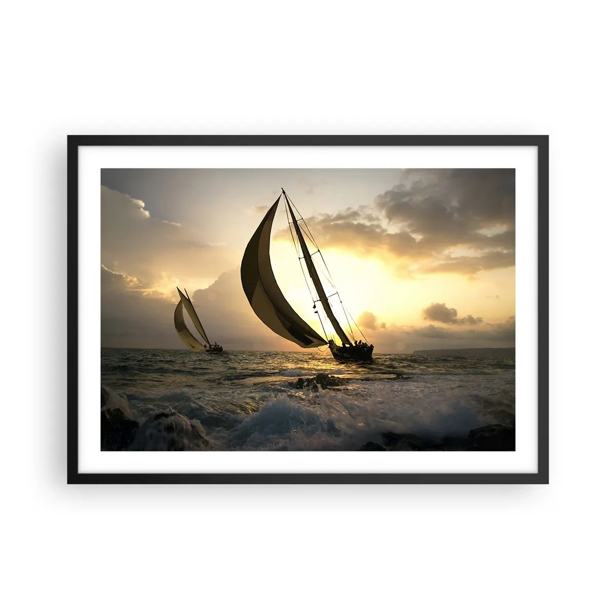 Pôster com moldura preta - Com o vento e contra o vento - 70x50 cm