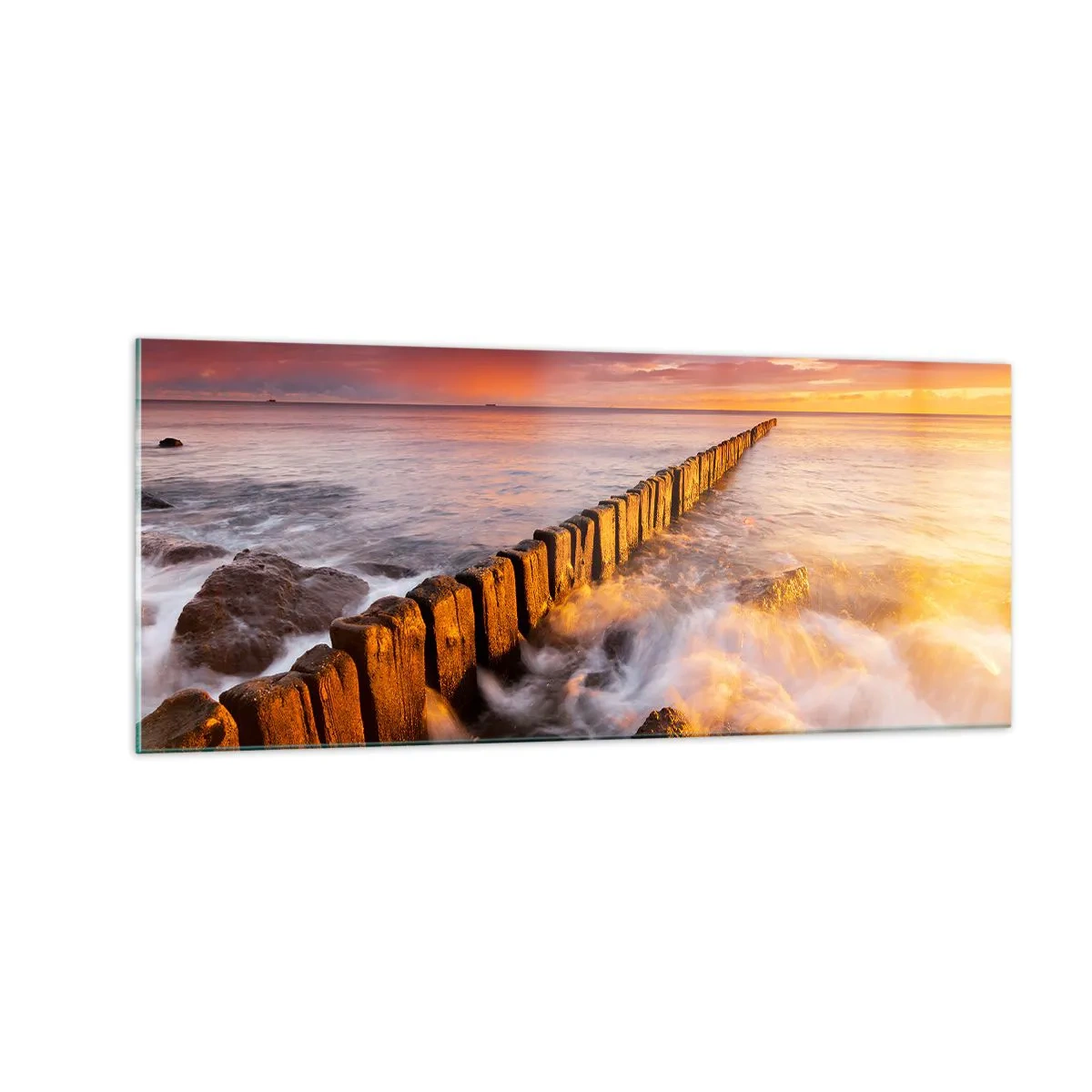 Quadro em vidro - A suavidade das ondas - 100x40 cm