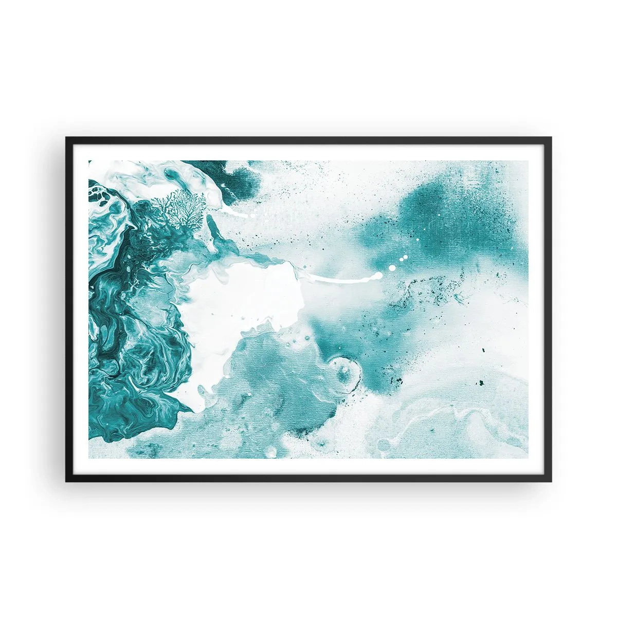 Pôster com moldura preta - Inundado em azul - 100x70 cm