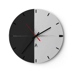 Relógio de parede - Relógio em vidro - Abstração minimalista em preto e branco - 30x30cm - Direto para o destino - Decoração de parede moderna para a sala de estar, cozinha e quarto ARTTOR