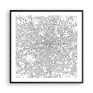 Pôster com moldura preta - Mapa do labirinto de Londres - 60x60 cm