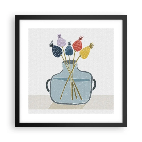 Pôster com moldura preta - Como semeou a papoula - 40x40 cm