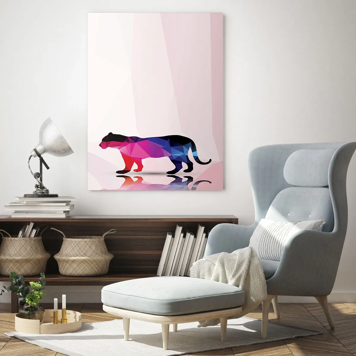 Quadro em vidro - A pantera em diamante - 50x70 cm