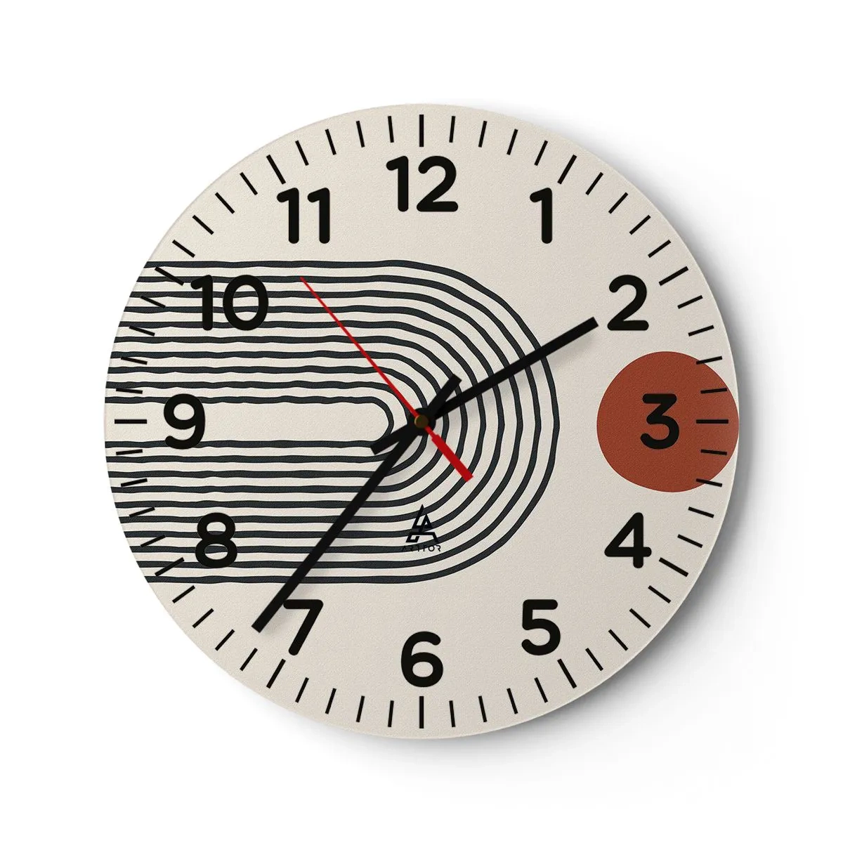 Relógio de parede - Relógio em vidro - Magnetismo de formas e cores - 30x30 cm