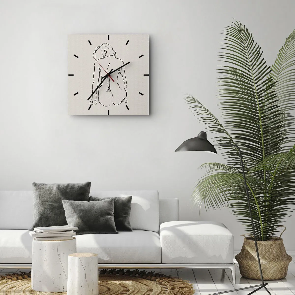 Relógio de parede - Relógio em vidro - Nu de rapariga - 40x40 cm