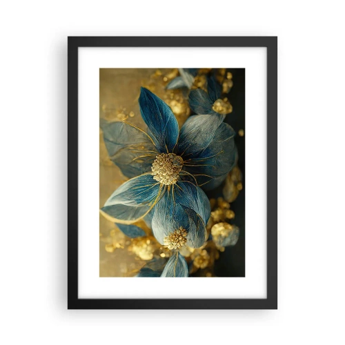 Pôster com moldura preta - Florescer com ouro - 30x40 cm