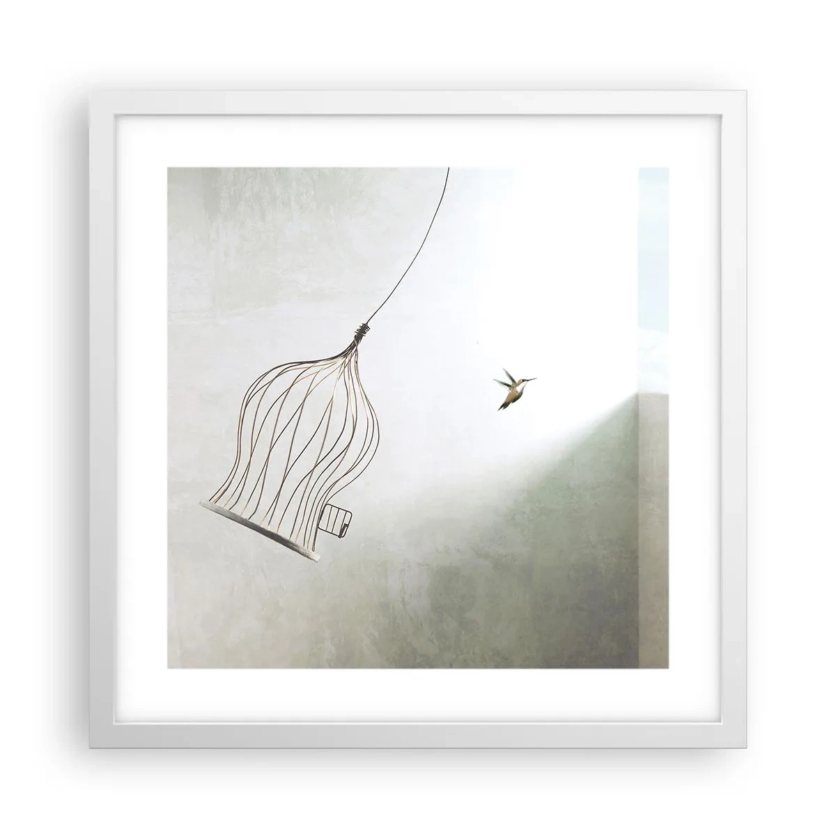 Pôster em moldura branca - Enfim a liberdade - 40x40 cm