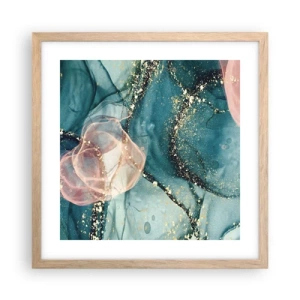 Pôster com moldura de carvalho claro - Azul seda, rosa tule - 40x40 cm