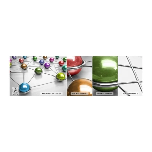 Amostra de Papel de Parede Standard Eco - Teia cósmica - Abstração, Bolas Metálicas, 3D - 100x30 cm