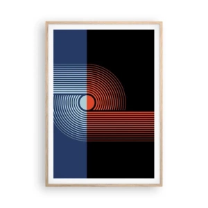 Pôster com moldura de carvalho claro - Num abraço geométrico - 70x100 cm
