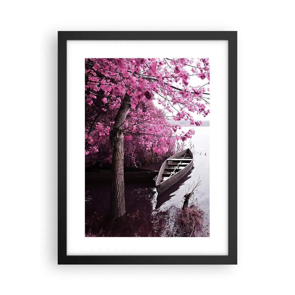 Pôster com moldura preta - Em silêncio cor-de-rosa - 30x40 cm